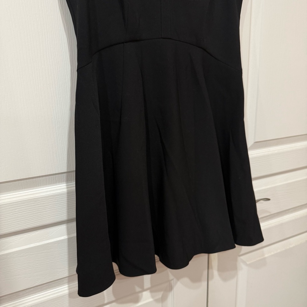 Ted Baker Black Mini Dress with Pale Pink Bib and Black Bow - Picture 3 of 10